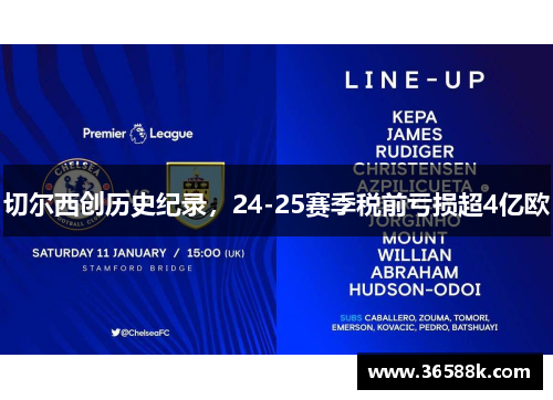 切尔西创历史纪录，24-25赛季税前亏损超4亿欧
